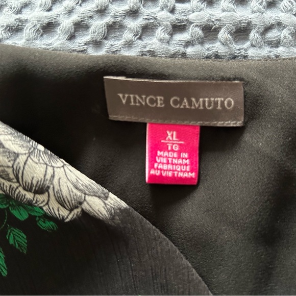 Black Floral Vince Camuto Blouse. Sheer top, with attached shell underneath. - Picture 5 of 7